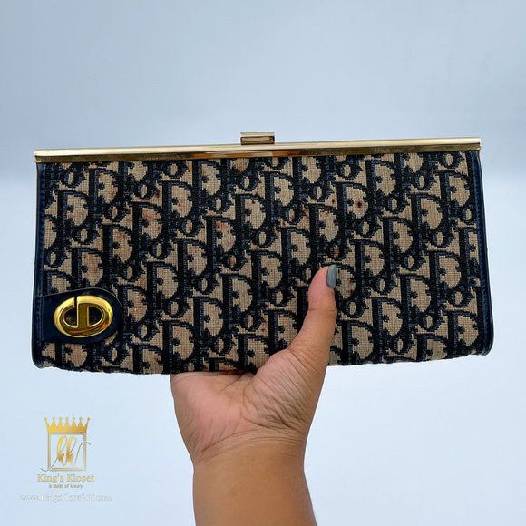 CHRISTIAN DIOR TROTTER VINTAGE KISSLOCK CLUTCH BAG - Picture 1 of 9